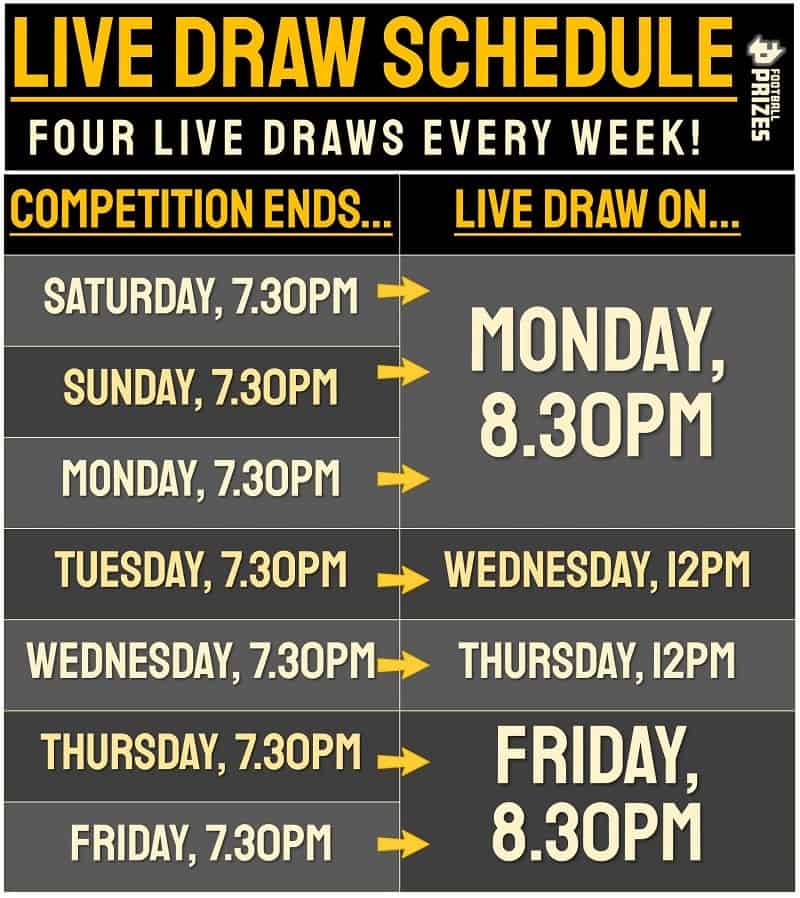 Live draw schedule