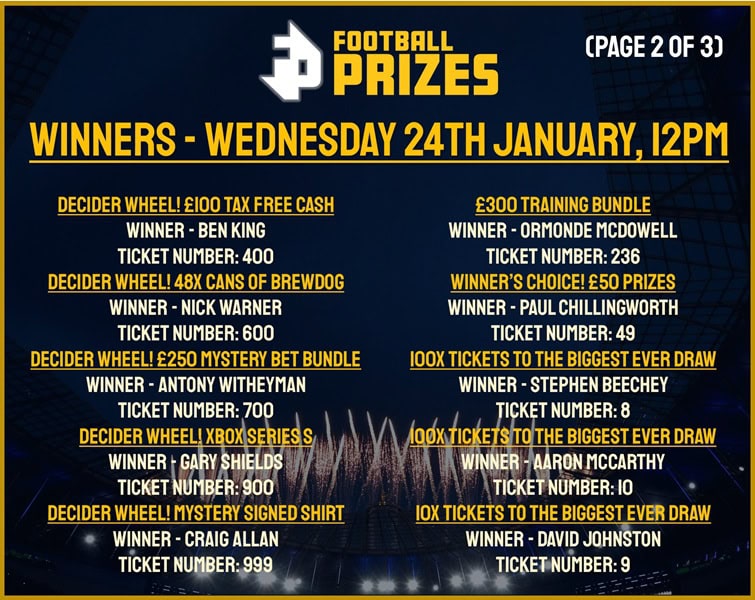2. WED 24TH JAN 2024 WINNERS