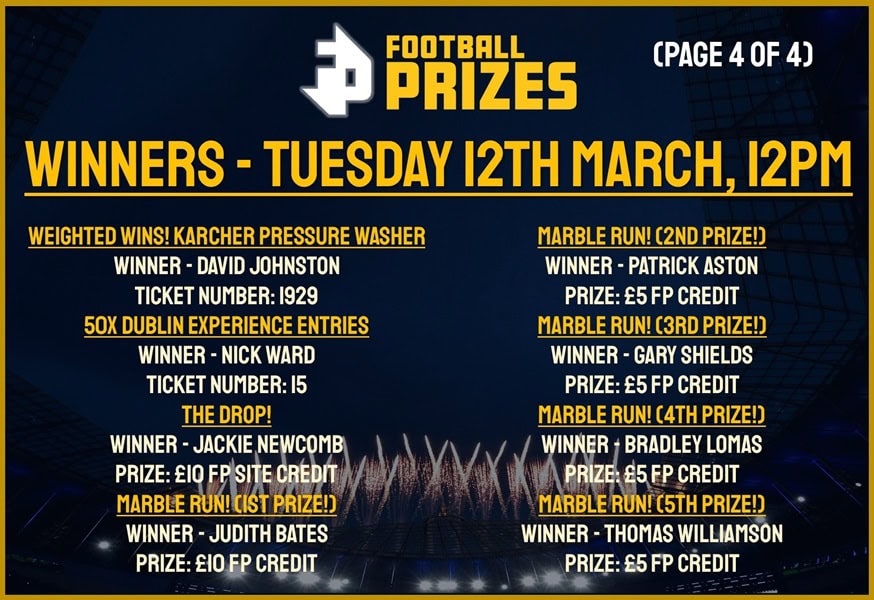 Tuesday Winners 4