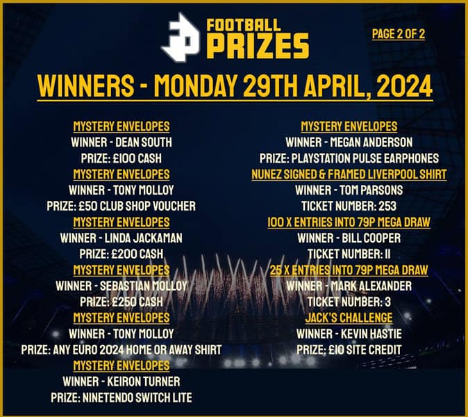 EVENING Monday 29th April 2