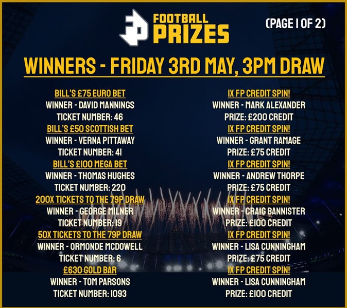 Friday 3rd May 3PM Draw 1