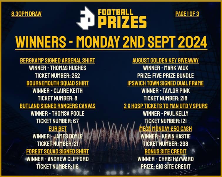 Monday 2nd September 8.30pm 1