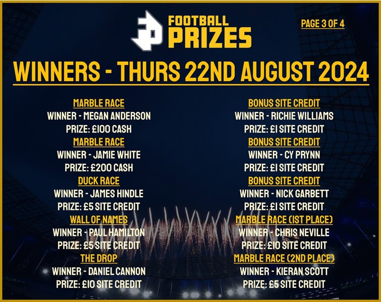 Thursday 22nd August 3