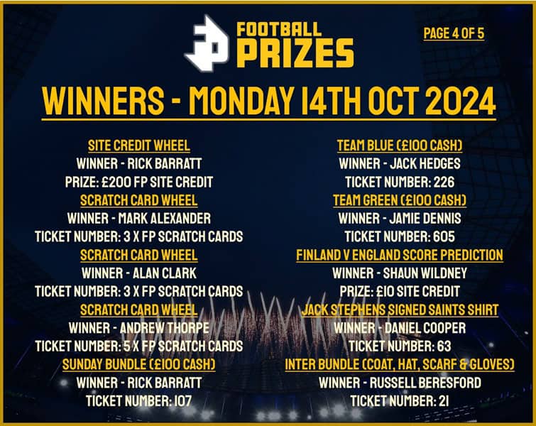 Monday 14th October 4
