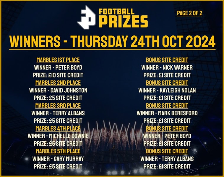 Thursday Winners 2