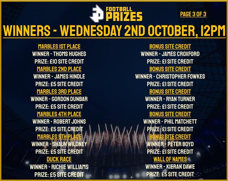 Wednesday 2nd October 3