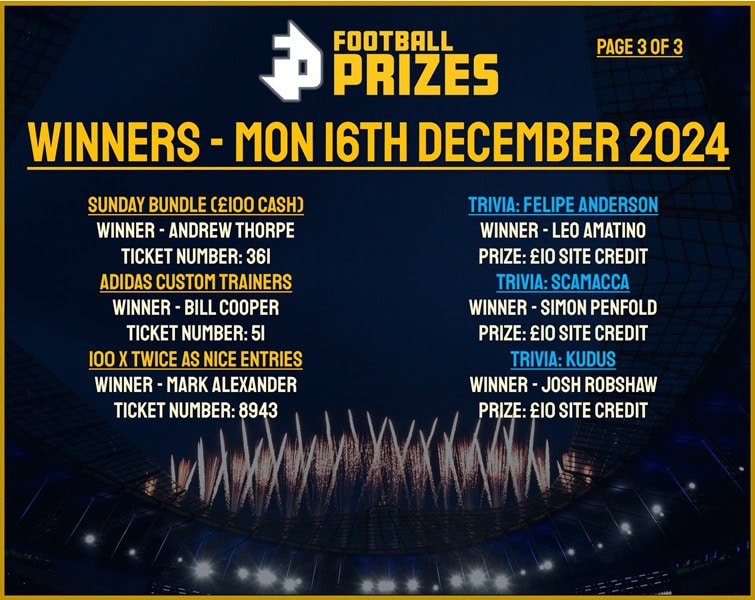 Monday 16th December 3