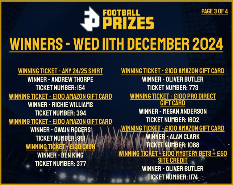 Wednesday 11th December 3