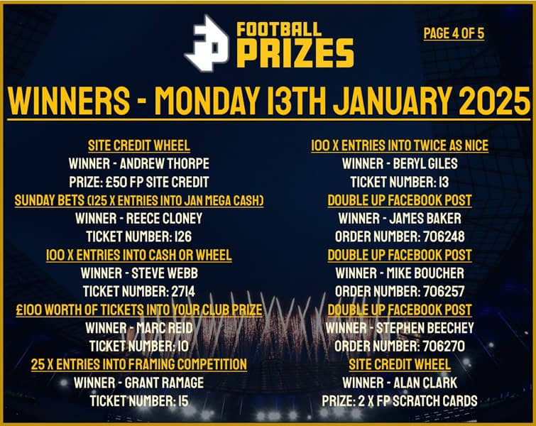 Monday 13th January 4